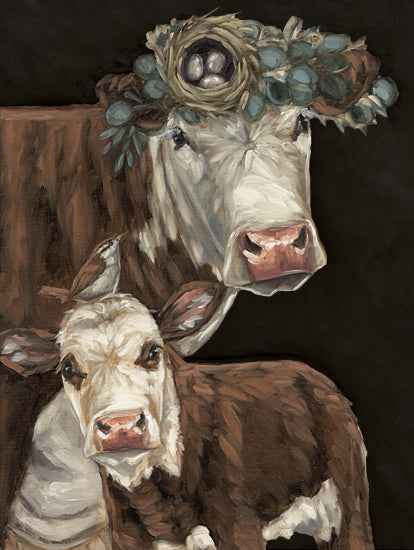 Sara G. Designs SGD279 - SGD279 - Nesting Spot - 12x16 mother and baby cow, nest crown, bird and eggs, nature and animal theme, maternal farm animal art from Penny Lane