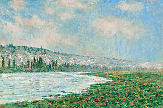 Seven Trees Design ST1203 - ST1203 - Pines and Water - 18x12 river landscape, hillside, impressionist painting, green fields, water reflection from Penny Lane