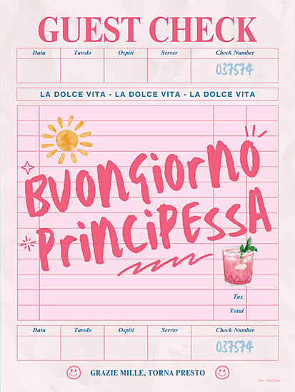 Seven Trees Design ST1219 - ST1219 - Buongiorno Principessa - 12x16 guest check, buongiorno principessa, Italian greeting, handwritten text, pink and blue, playful design, restaurant check from Penny Lane