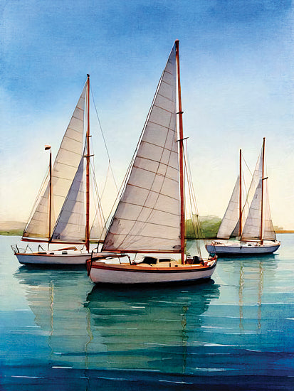 Seven Trees Design ST1222 - ST1222 - Whispers of the Sea - 12x16 sailboats, calm sea, watercolor ocean, blue water, sky reflection, tranquil marina, nautical, boating from Penny Lane