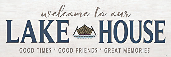 Catch A Star Fine Art STAR210 - STAR210 - Lake House Sign - Rowboat - 36x12 lake house, welcome sign, wooden boat, paddles, rustic style, navy blue, outdoor fun, memories, friends from Penny Lane