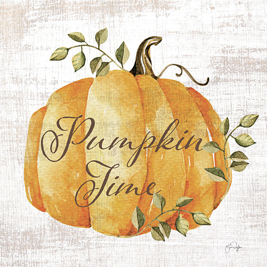 Yass Naffas Designs YND260 - YND260 - Pumpkin Time - 12x12 pumpkin, fall theme, harvest, script text, autumn vegetable, rustic white background, seasonal quote, orange, foliage from Penny Lane