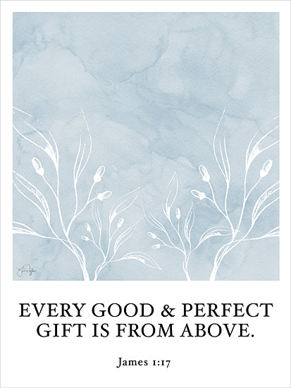 Yass Naffas Designs YND540 - YND540 - Perfect from Above - 12x16 James 1:17, Christian quote, good and perfect gift, scripture design, faith decor, inspirational verse, watercolor background, leaf illustration, teal artwork, Christian encouragement from Penny Lane