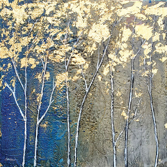 Britt Hallowell BHAR550 - BHAR550 - Nature's Bounty - 12x12 Abstract, Trees, Gold, Blue, Textured from Penny Lane