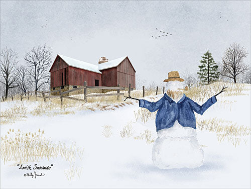 Billy Jacobs BJ1164 - Amish Snowman - Amish, Snowman, Snow, Meadow, Field, Barn from Penny Lane Publishing