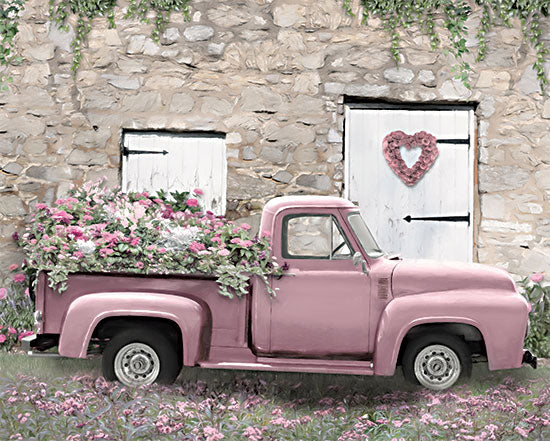 Lori Deiter LD2157 - LD2157 - The Perfect Hideaway - 16x12 Pink Truck, Truck, Flowers, Valentine's Day, Heart Wreath, Brick Wall from Penny Lane