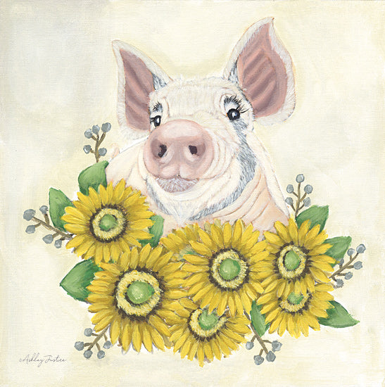 Ashley Justice AJ194 - AJ194 - Cali - 12x12 Pig, Whimsical, Flowers, Sunflowers, Leaves, Berries from Penny Lane