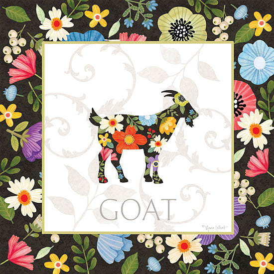 Annie LaPoint ALP2589 - ALP2589 - Spring Farm Goat - 12x12 Spring, Flowers, Whimsical, Goat, Typography, Signs, Textual Art, Border, Farm Animal from Penny Lane