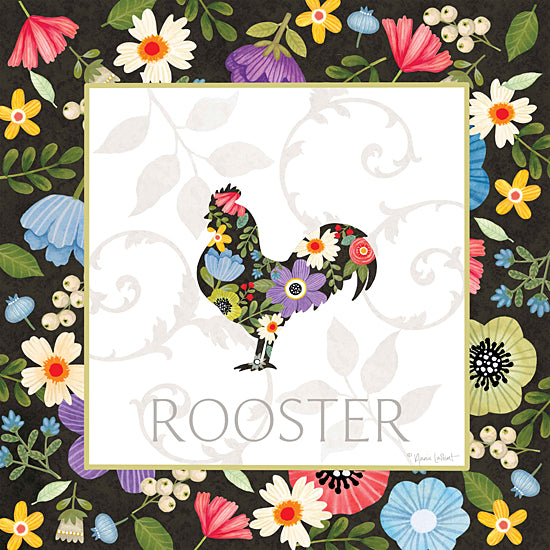 Annie LaPoint ALP2591 - ALP2591 - Spring Farm Rooster - 12x12 Spring, Flowers, Whimsical, Rooster, Typography, Signs, Textual Art, Border, Farm Animal from Penny Lane