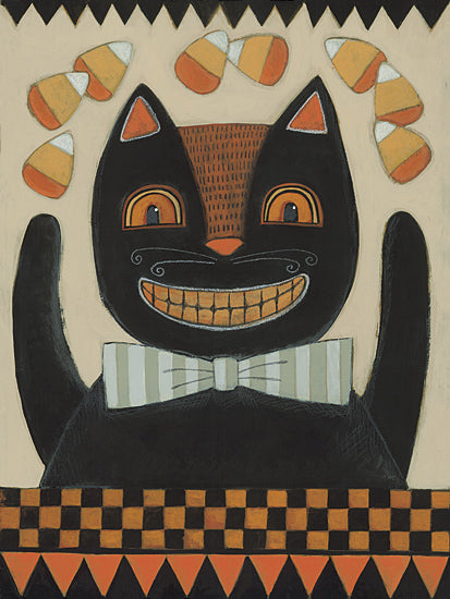 Bernadette Deming BER1487 - BER1487 - Halloween Black Cat - 12x16 Halloween, Fall, Cat, Black Cat, Candy Corn, Candy, Black & Orange Plaid, Banners, Bow Tie from Penny Lane