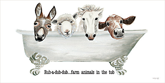 Cindy Jacobs CIN4318 - CIN4318 - Farm Animals in the Tub - 18x9 Bath, Bathroom, Bathtub, Whimsical, Farm Animals, Animals, Donkey, Sheep, Horse, Cow, Rub-a-Dub-Dub… Farm Animals in the Tub, Typography, Signs, Textual Art, Farmhouse/Country from Penny Lane