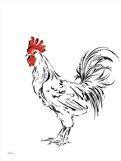 Cat Thurman Designs CTD164 - CTD164 - Black and White Rooster Sketch - 12x16 Rooster, Farm Animal, Sketch, Drawing Print, White Rooster from Penny Lane