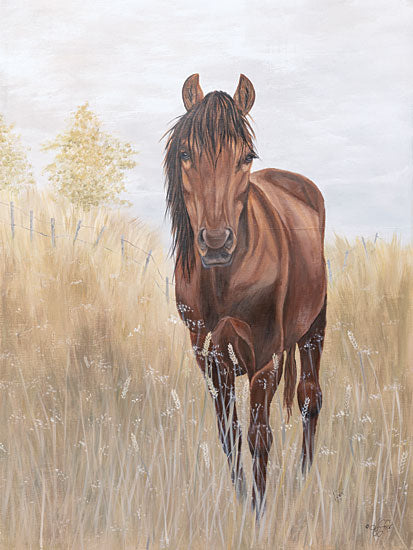 Diane Fifer DF175 - DF175 - Down in the Meadow - 12x16 Horse, Brown Horse, Portrait, Field, Fence, Farm Animal from Penny Lane