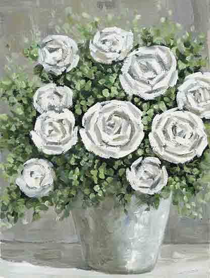 Dogwood Portfolio DOG275 - DOG275 - Rose Planter - 12x16 Flowers, White Flowers, Roses, White Roses, Greenery, Planter, Abstract, Neutral Palette from Penny Lane