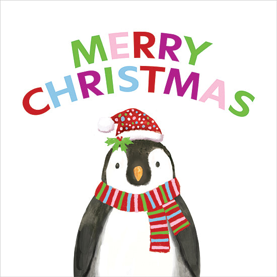 Dogwood Portfolio DOG310 - DOG310 - Merry Christmas Colorful Penguin - 12x12 Christmas, Holidays, Penguin, Stocking Hat, Scarf, Whimsical, Merry Christmas, Typography, Signs, Textual Art, Winter from Penny Lane