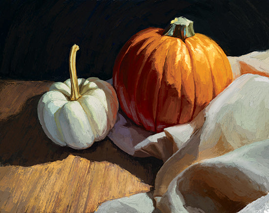 Dogwood Portfolio DOG315 - DOG315 - Pumpkin Still Life - 16x12 Fall, Still Life, Pumpkins, White Pumpkin, Orange Pumpkin, White Cloth from Penny Lane