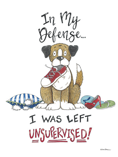 Deb Strain DS2309 - DS2309 - Unsupervised - 12x16 Humor, Pets, Dog, In My Defense… I was Left Unsupervised!, Typography, Signs, Textual Art, Shoes, Pillow from Penny Lane