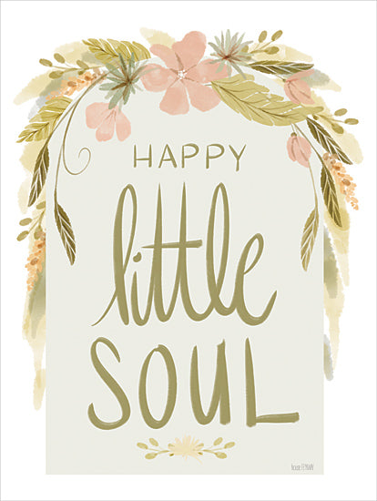 House Fenway FEN1087 - FEN1087 - Happy Little Soul  - 12x12 Flowers, Bohemian, Baby, New Baby, Baby's Room, Happy Little Soul, Typography, Signs, Textual Art, Triptych, Greenery from Penny Lane