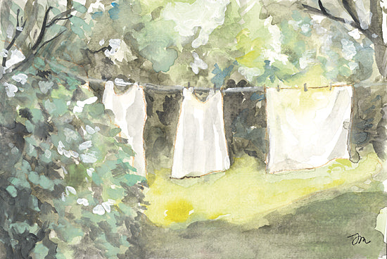 Jessica Mingo JM591 - JM591 - Country Line I - 18x12 Laundry, Clothesline, Clothes, Sheets, Yard, Trees, Abstract, Landscape, Country from Penny Lane