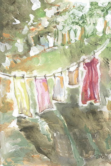 Jessica Mingo JM592 - JM592 - Country Line II - 12x18 Laundry, Clothesline, Clothes, Sheets, Yard, Trees, Abstract, Landscape, Country from Penny Lane