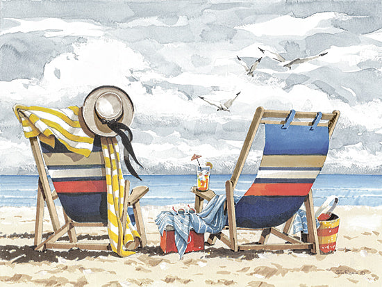 John Rossini JR427 - JR427 - Sun N' Fun - 16x12 Coastal, Landscape, Ocean, Beach Chairs, Drinks, Beach Bag, Beach, Sand, Birds, Summer, Tropical, Leisure from Penny Lane