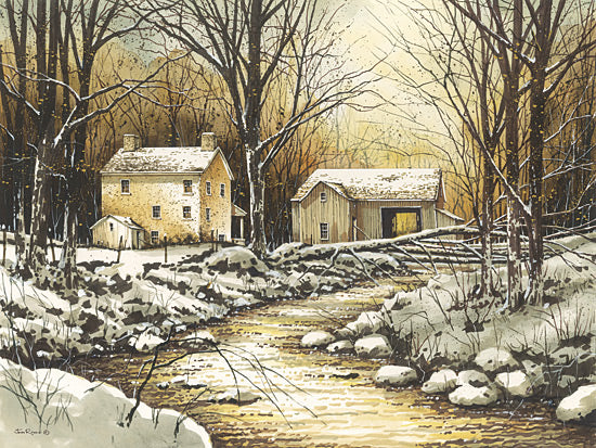 John Rossini JR446 - JR446 - Natural Bridge - 16x12 Winter, Landscape, House, Barn, Snow, Bridge, Trees, Sunlight from Penny Lane