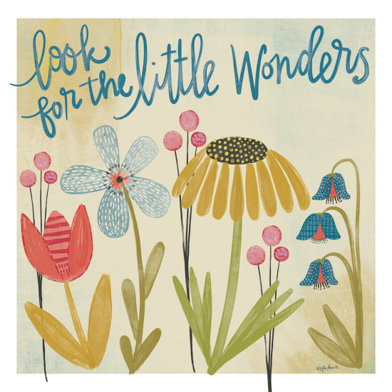 Katie Doucette KD196 - KD196 - Look for the Little Wonders - 12x12 Inspirational, Look for the Little Wonders, Typography, Signs, Textual Art, Flowers, Folk Art from Penny Lane