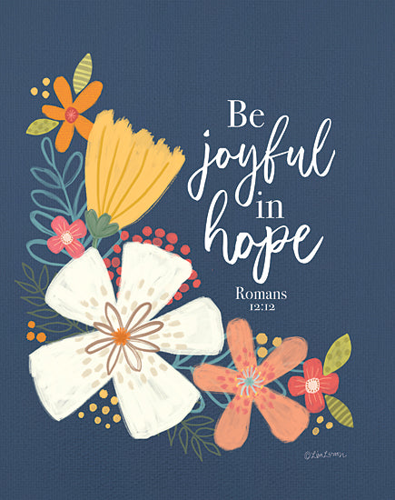 Lisa Larson LAR628 - LAR628 - Be Joyful in Hope - 12x16 Religious, Be Joyful in Hope, Romans, Bible Verse, Typography, Signs, Textual Art, Flowers, Folk Art Flowers from Penny Lane