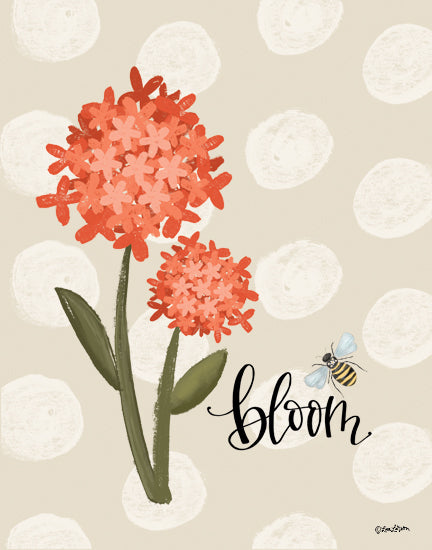 Lisa Larson LAR638 - LAR638 - Bloom and Bees - 12x16 Inspirational, Flowers, Bee, Bloom, Typography, Signs, Textual Art, Polka Dots, Spring from Penny Lane