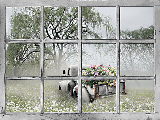 Lori Deiter LD3381 - LD3381 - Spring Flowers    - 16x12 Photography, Window Pane, Truck, Flower Truck, Spring, Spring Flowers, Wildflowers, Trees from Penny Lane