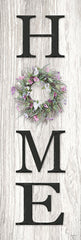 LD3663 - Home Flower Pink Wreath Sign  - 12x36