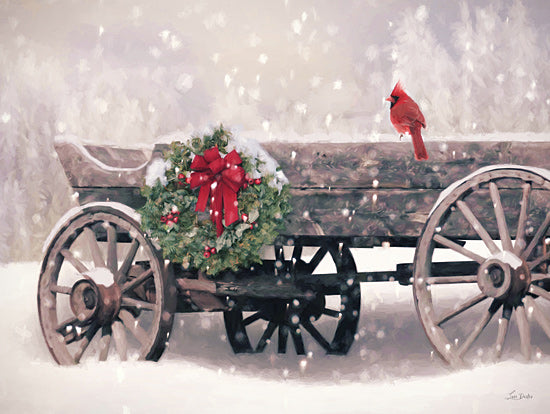 Lori Deiter LD3718 - LD3718 - Cardinal Christmas - 16x12 Photography, Christmas, Holidays, Still Life, Cardinal, Wagon, Wreath, Winter, Snow from Penny Lane