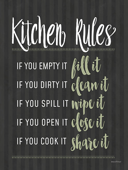 Lettered & Lined LET1128 - LET1128 - Kitchen Rules - 12x16 Kitchen, Kitchen Rules, Typography, Signs, Textual Art, Black Background from Penny Lane