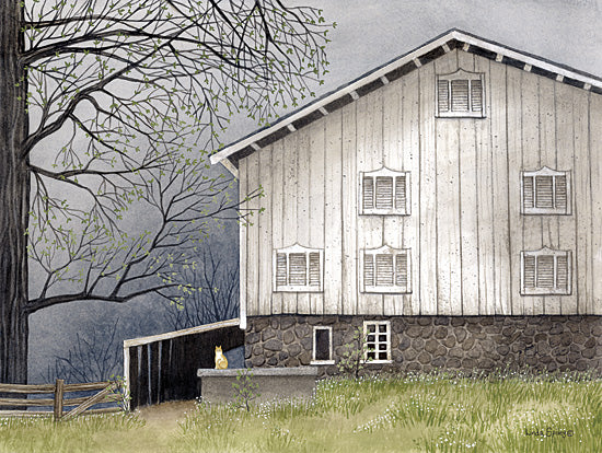 Linda Spivey LS1914 - LS1914 - Sullivan Barn - 16x12 Farm, Barn, White Barn, Landscape, Tree, Fence, Wildflowers, Cat, Folk Art, Country from Penny Lane