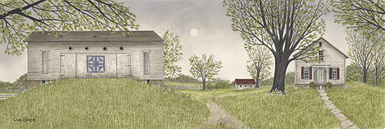 Linda Spivey LS1917 - LS1917 - Clark Farm - 36x12 Farm, Barn, White Barn, House, Quilt Block, Paths, Trees Landscape, Folk Art, Moon from Penny Lane