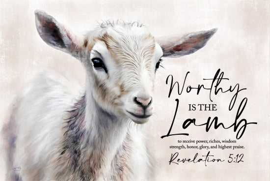 Lux + Me Designs LUX1041 - LUX1041 - Worthy is the Lamb - 18x12 Religious, Worthy is the Lamb, Bible Verse, Typography, Signs, Textual Art, Lamb, White from Penny Lane