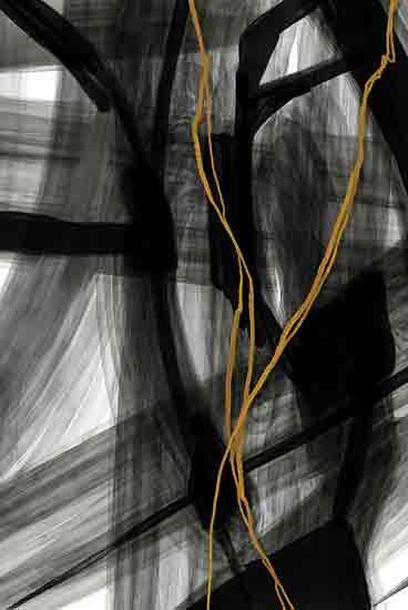 Molly Mattin MAT189 - MAT189 - Reflection 1 - 12x18 Abstract, Contemporary, Black, White, Gold, String from Penny Lane