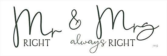 Marla Rae MAZ5888 - MAZ5888 - Mr. & Mrs. Right - 36x12 Wedding, Couples, Spouses, Humor,  Mr. Right & Mrs. Always Right, Typography, Signs, Textual Art, Black & White from Penny Lane