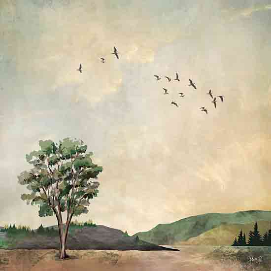 Marla Rae MAZ5936 - MAZ5936 - Serenity - 12x12 Landscape, Hills, Trees, Birds, Sky, Clouds, Serenity from Penny Lane