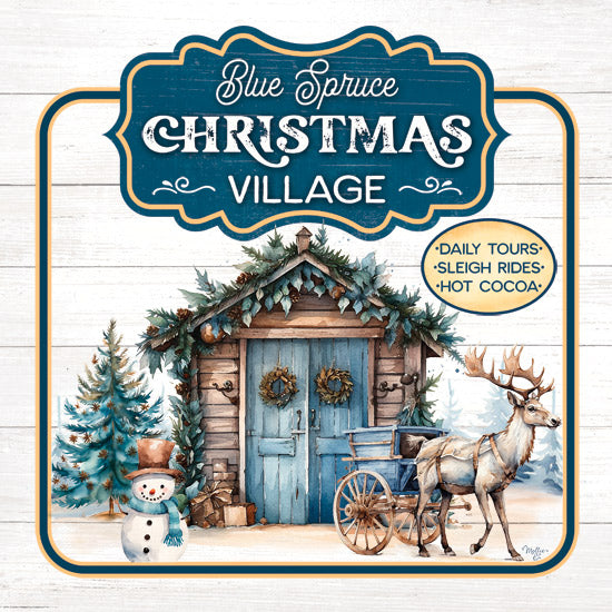 Mollie B. MOL2807 - MOL2807 - Christmas Village - 12x12 Christmas, Holidays, Shed, Greenery, Snowman, Reindeer, Wagon, Blue Spruce Christmas Village, Typography, Signs, Textual Art, Winter, Christmas Tree from Penny Lane