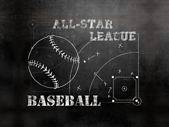 Masey St. Studios MS245 - MS245 - Baseball Plays - 16x12 Baseball, Sports, Baseball Plays, Chalkboard, All-Star League Baseball, Typography, Signs, Textual Art, Masculine, Black & White from Penny Lane