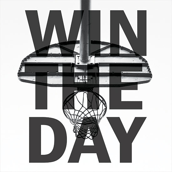 Masey St. Studios MS251 - MS251 - Win the Day - 12x12 Basketball, Sports, Basketball Net, Win the Day, Typography, Signs, Textual Art, Masculine, Black & White from Penny Lane