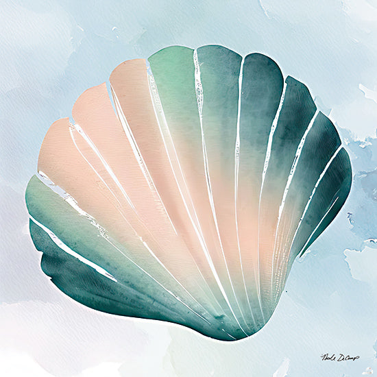 Nicole DeCamp ND169 - ND169 - High Tide Scallop Shell - 12x12 Coastal, Shell, Scallop Shell, Aquatic Animal, Watercolor from Penny Lane