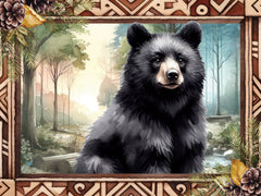 ND577 - Woodland Retreat Sitting Bear - 16x12