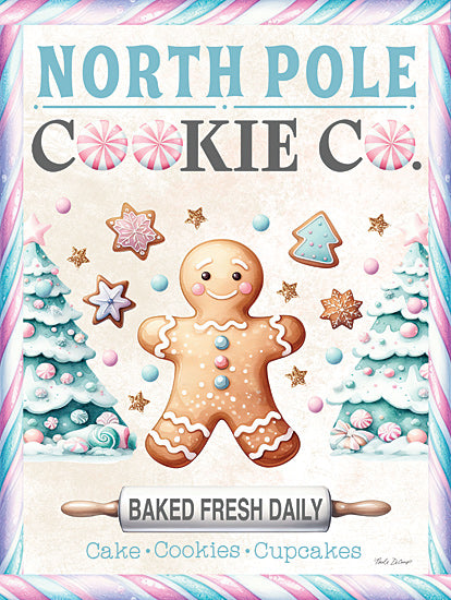 Nicole DeCamp ND597 - ND597 - Cookie Co. - 12x16 Christmas, Holidays, Kitchen, Baking, North Pole Cookie Co., Typography, Signs, Textual Art, Christmas, Trees, Gingerbread Man, Cookies, Candy, Rolling Pin, Peppermint Border, Winter from Penny Lane