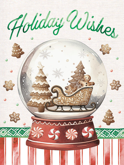 Nicole DeCamp ND624 - ND624 - Holiday Wishes Snow Globe - 12x16 Christmas, Holidays, Kitchen, Snow Globe, Gingerbread Cookies, Candy, Holiday Wishes, Typography, Signs, Textual Art, Winter from Penny Lane