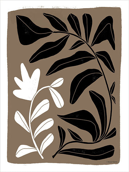 Rachel Nieman RN634 - RN634 - Mod Mix 7 - 12x16 Abstract, Flowers, Leaves, Greenery, Black, White, Tan, White Border, Mod Mix, Contemporary from Penny Lane