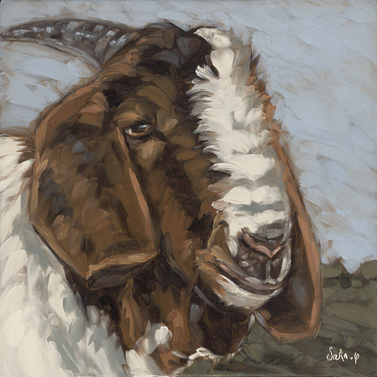 Sara G. Designs SGD226 - SGD226 - Ready for a Closeup - 12x12 Goat, Brown and White Goat, Farm Animal, Sideview, Brush Strokes,  from Penny Lane