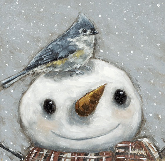 Sara G. Designs SGD249 - SGD249 - The Cute Little Visitor II - 12x12 Winter, Snowman, Bird, Blue Bird, Snowflakes, Scarf, Whimsical, Primitive from Penny Lane