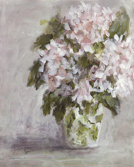 Amanda Hilburn AH235 - AH235 - Chinoiserie Charm - Hydrangeas - 12x16 hydrangea floral arrangement, soft pink and white flowers, vase still life, neutral farmhouse decor from Penny Lane